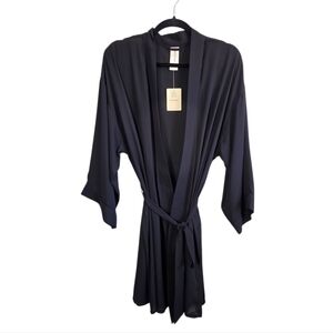 Déesse Black Open Front Kimono Robe Dress Size 2X NWT Belted Minimalist
